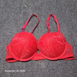 Victoria Secret Push‎ Up Red Lace Bra Womens Size 34B Underwired
